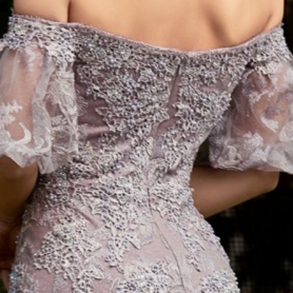 VIOLET OR Dusty rose MERMAID LACE FORMAL OFF SHOULDER MOTHER OF THE BRIDE DRESS - Picture 7 of 13